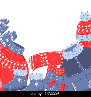 Seamless pattern with warm winter clothes. Background for advertising and marketing. Stock Vector