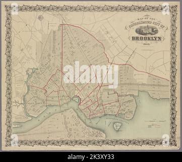 Map of the consolidated city of Brooklyn Cartographic. Maps. 1863. Lionel Pincus and Princess Firyal Map Division. Brooklyn (New York, N.Y.), Fire alarms , New York (State) , New York, Railroads , New York (State) , New York, Rivers , New York (State) , New York, Ferries , New York (State) , New York, Canals , New York (State) , New York, New York (State) , New York , Brooklyn Stock Photo