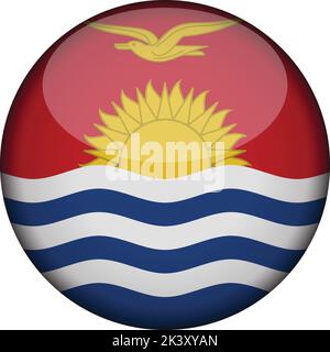 kiribati Flag in glossy round button of icon. kiribati emblem isolated on white background. National concept sign. Independence Day. Vector illustrati Stock Vector