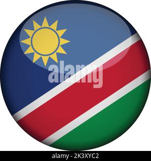 namibia Flag in glossy round button of icon. namibia emblem isolated on white background. National concept sign. Independence Day. Vector illustration Stock Vector