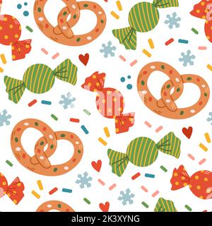 Christmas sweets pattern simple flat design vector Stock Vector