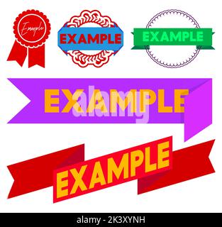Set of ribbon with Example text. Banner template. Label sticker. Sign. Stock Vector