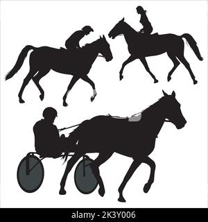 Vector Set Of Horseman With Horse Silhouettes Illustration Isolated On White Background Stock Vector