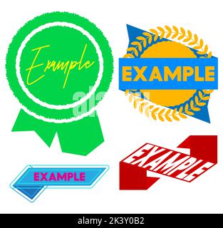 Set of ribbon with Example text. Banner template. Label sticker. Sign. Stock Vector