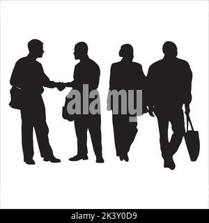 Vector Set Of Traveling Peoples Silhouettes Illustration Isolated On White Background Stock Vector