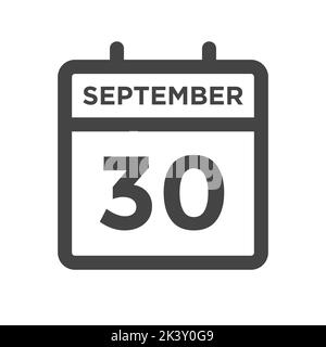 September 30 Calendar Day or Calender Date for Deadline and Appointment Stock Vector