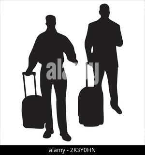 Vector Set Of Traveling Peoples Silhouettes Illustration Isolated On White Background Stock Vector