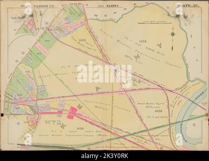 Hudson County, V. 2, Double Page Plate No. 27 Map of Kearny Cartographic. Atlases, Maps. 1908 - 1909. Lionel Pincus and Princess Firyal Map Division. Jersey City (N.J.), Hudson County (N.J.) Stock Photo