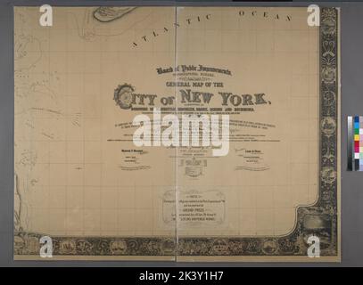 General map of the city of New York, consisting of boroughs of Manhattan, Brooklyn, Bronx, Queens and Richmond : consolidated into one municipality by act of the legislature of the state of New York (Chapter 378 of the laws of 1897) : showing in addition to the existing topographical and characteristic features of the city, a tentative and preliminary plan for a system of streets in those parts of the city consolidated under the above act of the legislature and which had no official street plan prior to 1898 Cartographic. Maps. 1900. Lionel Pincus and Princess Firyal Map Division. New York (N. Stock Photo