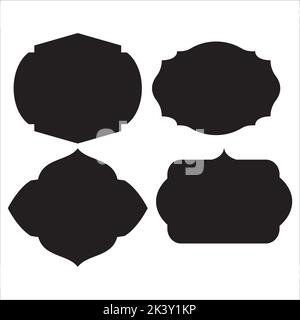 Vector Set Of Label Shapes Silhouettes Illustration Isolated On White Background Stock Vector
