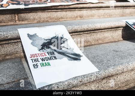 Vancouver, Canada - September 25,2022: Huge rally in support of Iranian protests in front of Vancouver Art Gallery. Stock Photo