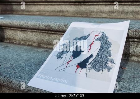 Vancouver, Canada - September 25,2022: Huge rally in support of Iranian protests in front of Vancouver Art Gallery. Stock Photo