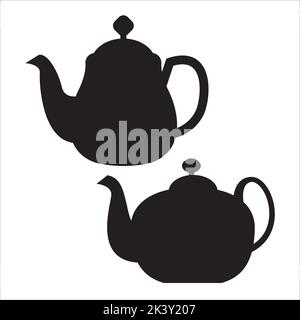 Vector Set Of Teapots Silhouettes Illustration Isolated On White Background Stock Vector