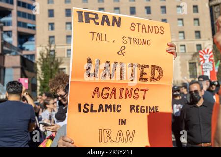 Vancouver, Canada - September 25,2022: Huge rally in support of Iranian protests in front of Vancouver Art Gallery. Stock Photo