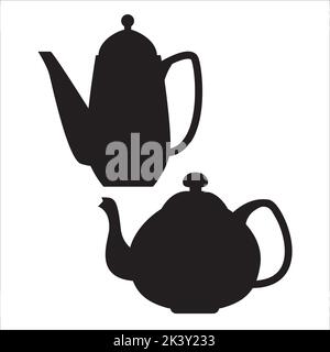 Vector Set Of Teapots Silhouettes Illustration Isolated On White Background Stock Vector