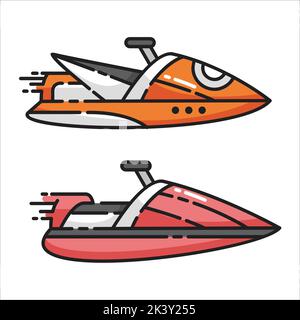 Vector Set Of Jet Ski Illustration Isolated On White Background Stock Vector