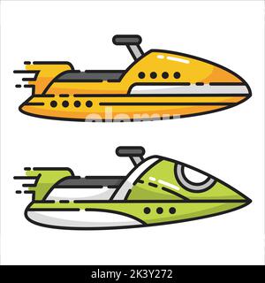 Vector Set Of Jet Ski Illustration Isolated On White Background Stock Vector