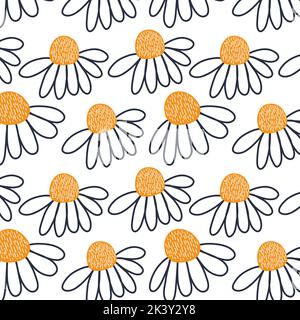 Daisy scandinavian style seamless pattern. Stock Vector