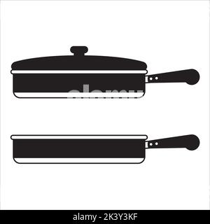 Vector Set Of Frying Pans Silhouettes Illustration Isolated On White Background Stock Vector