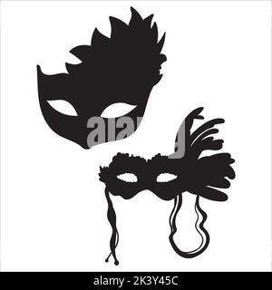 Vector Set Of Masquerade Ball Masks Silhouettes Illustration Isolated On White Background Stock Vector