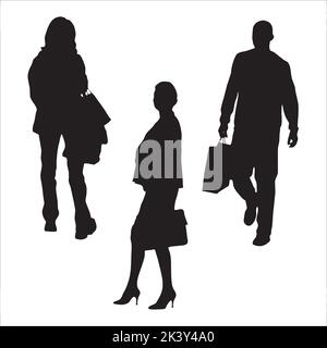 Vector Set Of Traveling Peoples Silhouettes Illustration Isolated On White Background Stock Vector