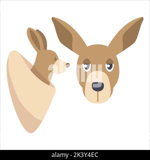 Vector Set Of Kangaroo Illustration Isolated On White Background Stock Vector