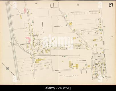 Hudson County, V. 8, Double Page Plate No. 27 Map bounded by Bergen Line Rd., Church Lane 1887. Cartographic. Atlases, Maps. Lionel Pincus and Princess Firyal Map Division. Hudson County (N.J.) Stock Photo