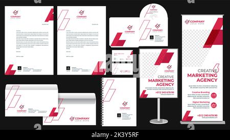 design of stationery and banner promotion for corporate gradient background color vector Stock Vector