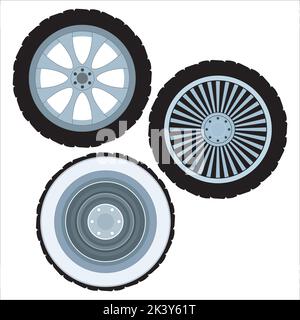 Vector Set Of Alloy Wheels Illustration Isolated On White Background Stock Vector