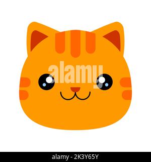 Cartoon head of a ginger orange tabby cat. Vector illustration. Stock Vector