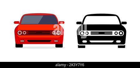 Car front view vector flat icon. Car parking cartoon front design shape Stock Vector