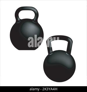 Vector Set Of Kettle Bell Silhouettes Illustration Isolated On White Background Stock Vector
