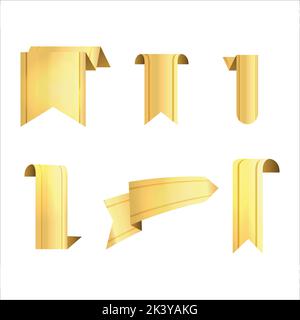 Vector Set Of Realistic Golden Ribbons Illustration Isolated On White Background Stock Vector