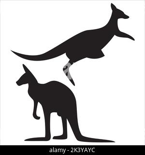 Vector Set Of Kangaroo Silhouettes Illustration Isolated On White Background Stock Vector