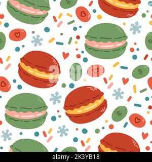 Christmas sweets pattern simple flat design vector Stock Vector