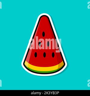 A cute cartoon image of a slice of red watermelon. Vector illustration Stock Vector