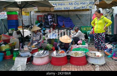 Ho Chi Minh, Vietnam - March 23, 2018 : Street Food Seller In Ho Chi Minh Vietnam Stock Photo