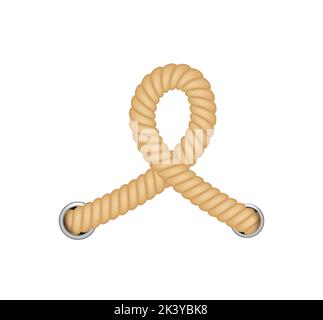 Nautical loops. Vector knots for rope. Realistic knot round and square borders. Marine ropes Stock Vector