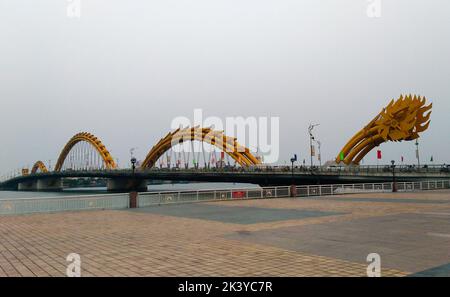 View of Dragon Bridge in Da Nang City in Vietnam. Stock Photo