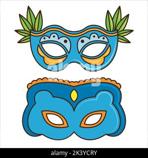 Vector Set Of Masquerade Ball Masks Illustration Isolated On White Background Stock Vector