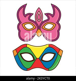 Vector Set Of Masquerade Ball Masks Illustration Isolated On White Background Stock Vector