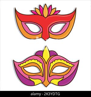Vector Set Of Masquerade Ball Masks Illustration Isolated On White Background Stock Vector