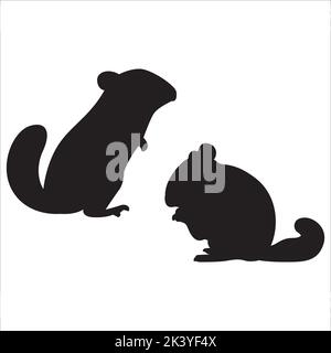 Vector Set Of Cute Chinchilla Silhouettes Illustration Isolated On White Background Stock Vector
