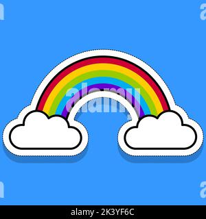 Flat image of a rainbow and clouds. Vector illustration Stock Vector