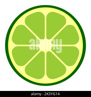 Simple flat illustration of lime slice. Vector icon Stock Vector