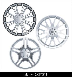 Vector Set Of Alloy Wheels Illustration Isolated On White Background Stock Vector