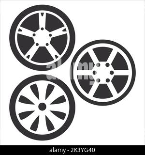 Vector Set Of Alloy Wheels Illustration Isolated On White Background Stock Vector