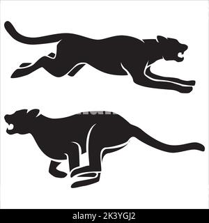 Vector Set Of Tigers Silhouettes Illustration Isolated On White Background Stock Vector