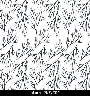 Black minimalism branches. Abstract seamless pattern. Stock Vector