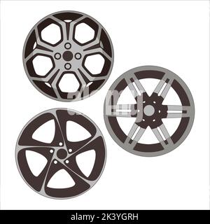 Vector Set Of Alloy Wheels Illustration Isolated On White Background Stock Vector